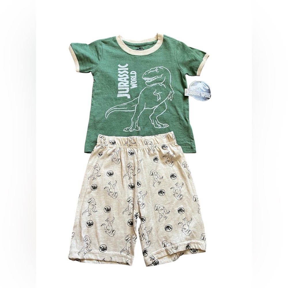 Jurassic World Toddler Boy 2 Piece Dinosaur Graphic Outfit Size 4T New